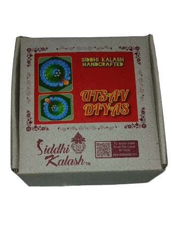 Siddhi Kalash handcrafted  PREMIUM FULLY COLOURED AND CRYSTAL DECORATED CLAY DIYAS.