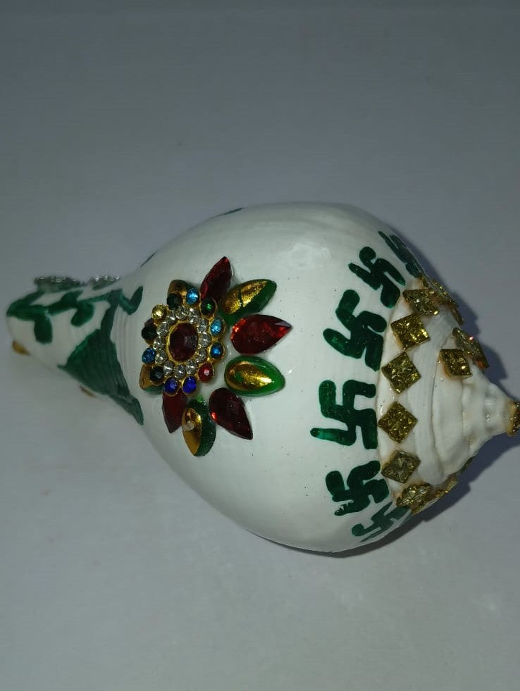 Siddhi Kalash Vamavarti Original Decorated JAL Shankh