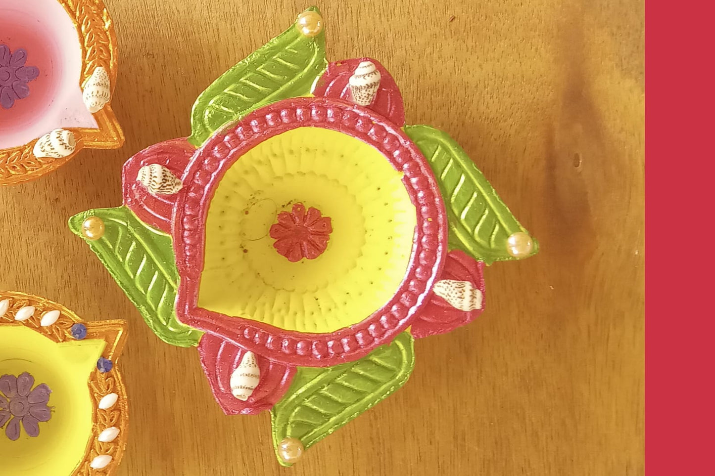 Siddhi Kalash handcrafted  PREMIUM FULLY COLOURED AND CRYSTAL DECORATED CLAY DIYAS.