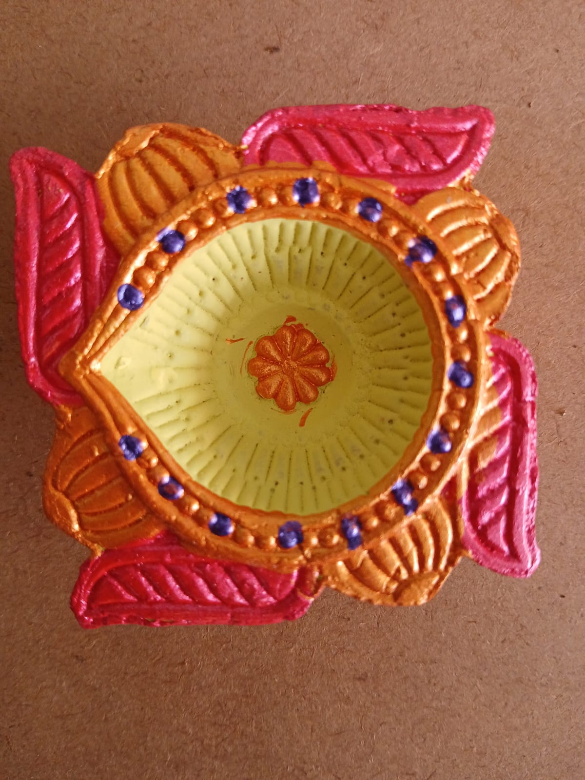 Siddhi Kalash Handcrafted PREMIUM COLOURED Clay Diyas.